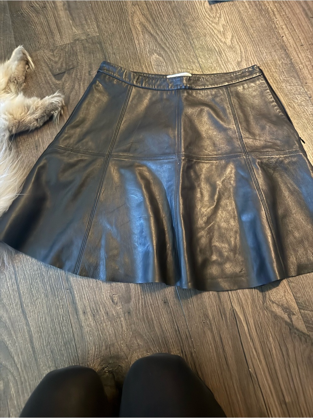 Rebecca Minkoff Black Leather A-Line Skirt